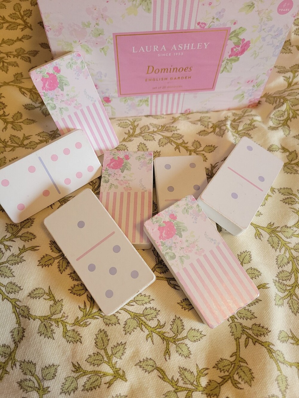 Laura Ashley English Garden Floral Dominoes Set Shabby Chic Cottagecore Pastel - Picture 2 of 16